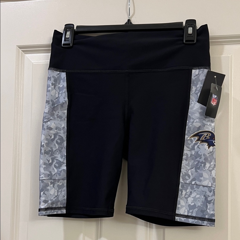 NFL Baltimore Ravens Women's Black and Gray Athletic compression Shorts